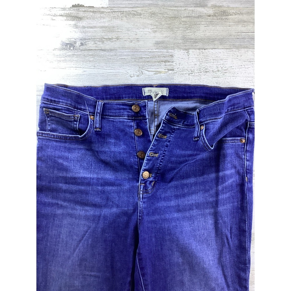 Madewell Women's Sz 32 Button Fly Demin Dark Wash 9" Mid Rise Skinny Jeans